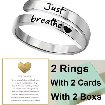 Inspirational Just Breathe Stainless Steel Ring – Elegant Men's Accessory | Accessorio Uomo Elegante