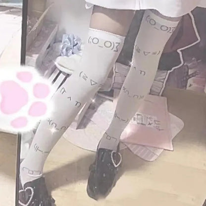White Graffiti Over Knee Socks – Y2K Harajuku Style