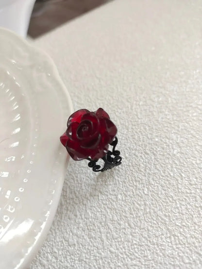Gothic Red Rose Adjustable Ring – Elegant Men's Accessory | Accessorio Uomo Elegante
