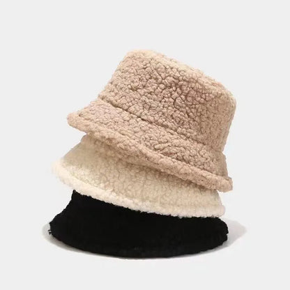 Lamb Wool Bucket Hat – Unisex Harajuku Winter Style