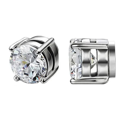 Magnetic Zircon Stud Earrings – Elegant Men's Accessory | Accessorio Uomo Elegante