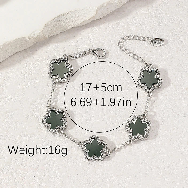 Five-Flower Stone Link Bracelet – Elegant Men's Accessory | Accessorio Uomo Elegante