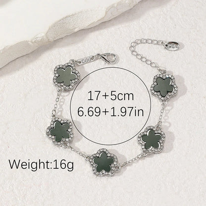 Five-Flower Stone Link Bracelet – Elegant Men's Accessory | Accessorio Uomo Elegante