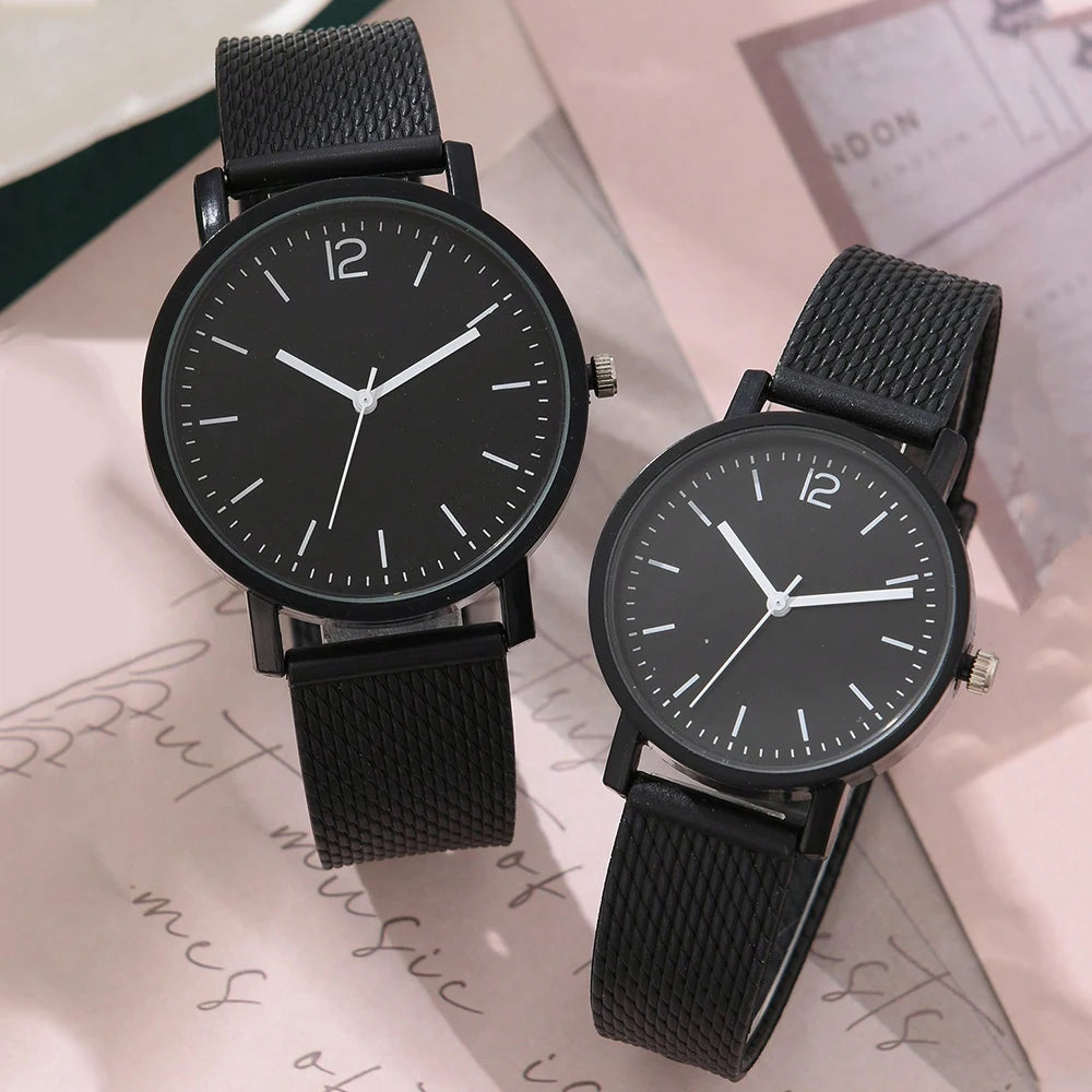 DRAVEN — Eternal Bond – 2PCS Couple Leather Watch Set with Minimalist Design