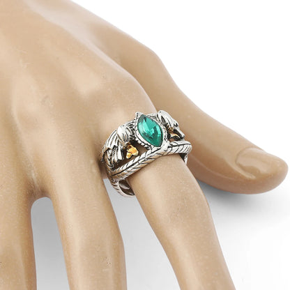 Lord of Barahir Green Crystal Ring – Elegant Men's Accessory | Accessorio Uomo Elegante