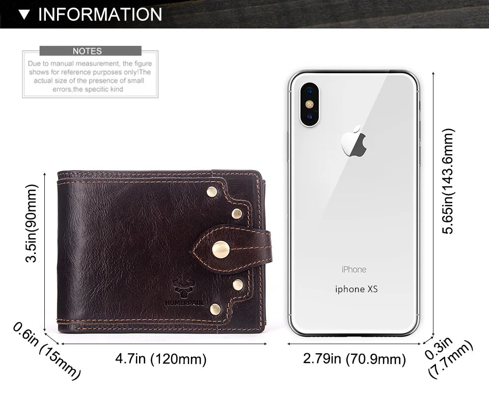 Genuine Leather Slim Wallet Men Minimalist RFID Design – Elegant Men's Accessory | Accessorio Uomo Elegante