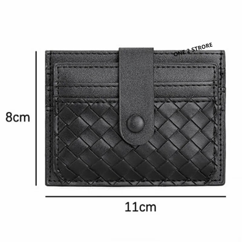 DRAVEN — PU Leather Business Card Holder Braided Large Capacity