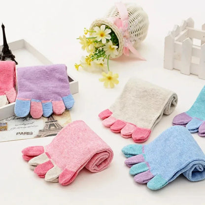 Women's Five Toe Socks – Soft Cotton Colorful Mid Tube