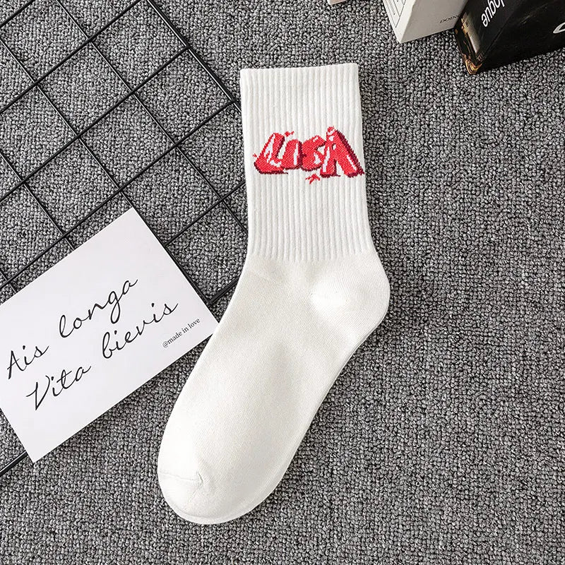 DRAVEN — 9 Pairs Letter Print Socks – Unisex Mid Tube Set