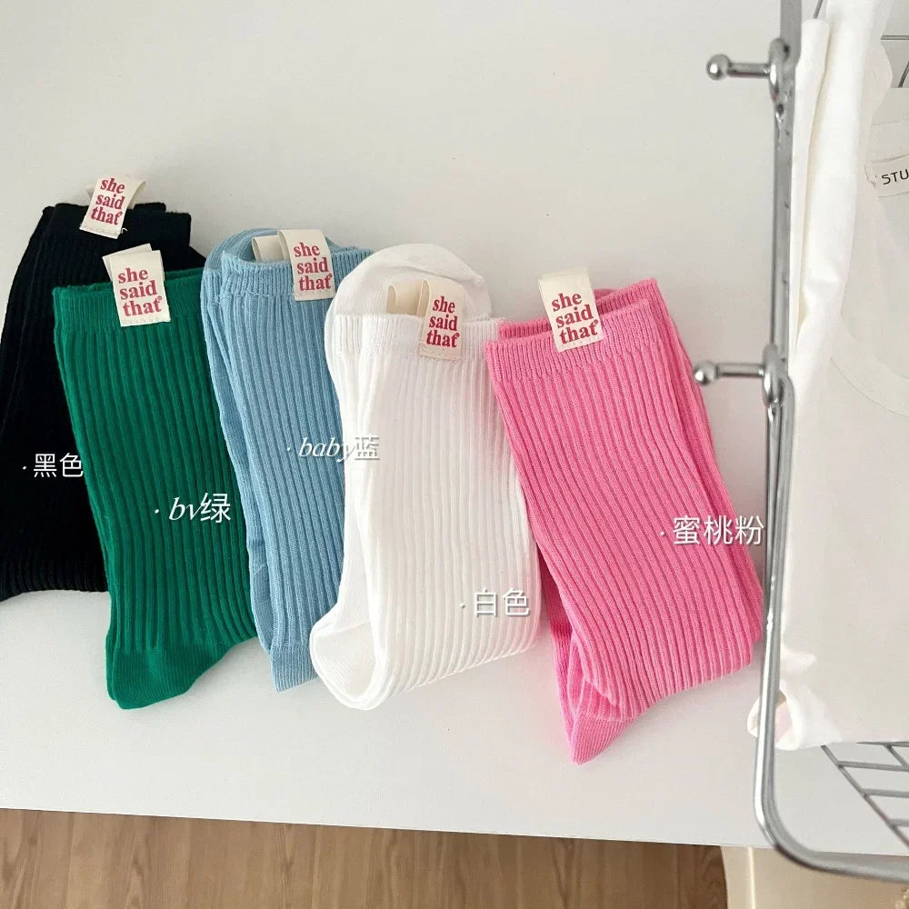 Retro Label Cotton Socks – Women’s Japanese Street Style – Elegant Men's Accessory | Accessorio Uomo Elegante