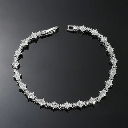 Round Stone Star Cubic Zirconia Bracelet – Elegant Men's Accessory | Accessorio Uomo Elegante