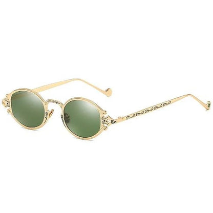 Gold Metal Sunglasses – Oval Gothic Vintage Design – Elegant Men's Accessory | Accessorio Uomo Elegante