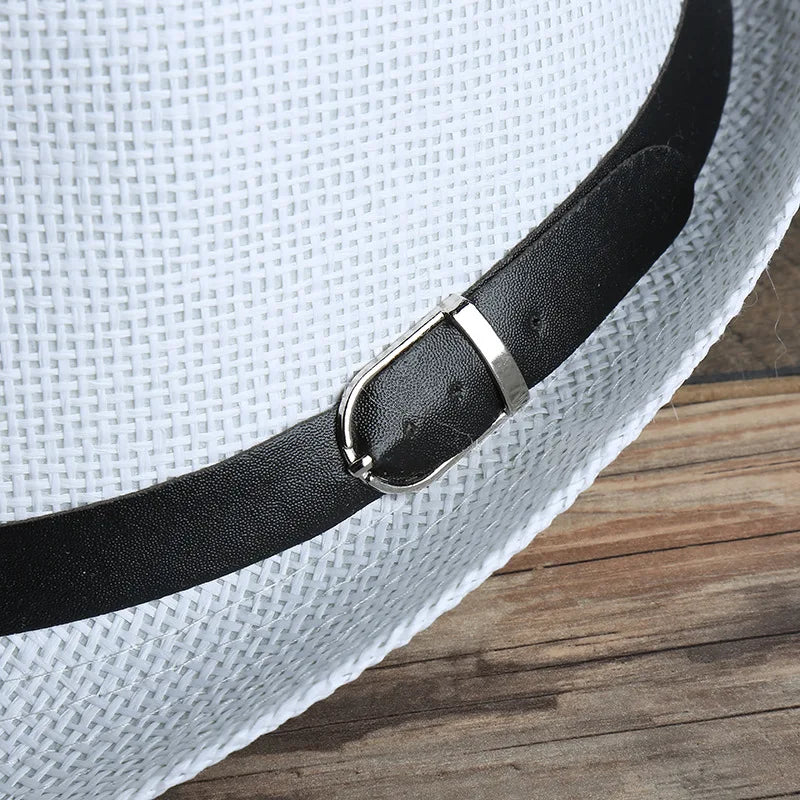 Classic White Straw Fedora Hat – 2025 Summer Trend Fashion for Men – Elegant Men's Accessory | Accessorio Uomo Elegante