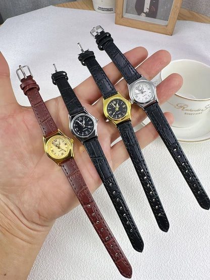 Grace in Motion – Women’s Leather Quartz Watch with Stainless Steel Details – Elegant Men's Accessory | Accessorio Uomo Elegante