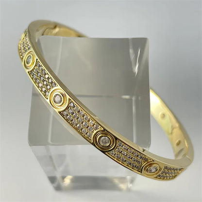 18K Gold Plated Zircon Bracelet & Ring Set – Elegant Men's Accessory | Accessorio Uomo Elegante