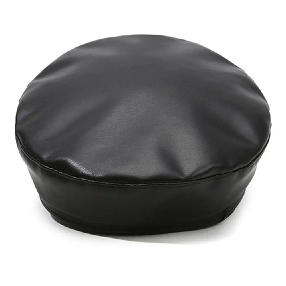 DRAVEN — Black Leather Newsboy Cap – Unisex Biker Sailor Style