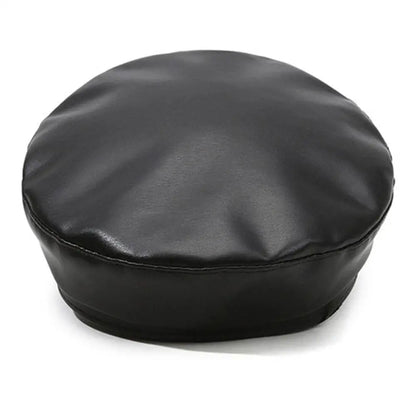 Black Leather Newsboy Cap – Unisex Biker Sailor Style