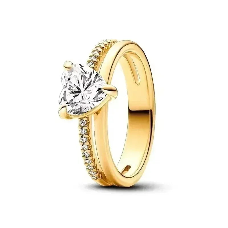 DRAVEN — Gold Heart Crown Sterling Silver Ring