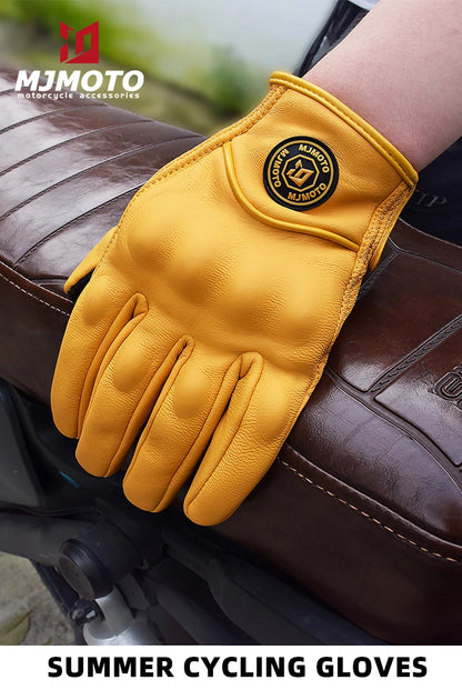 Retro Leather Motorcycle Gloves – Unisex Summer Biker Style