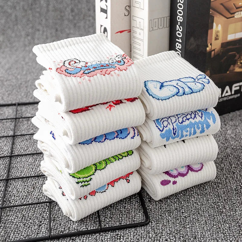 DRAVEN — 9 Pairs Letter Print Socks – Unisex Mid Tube Set