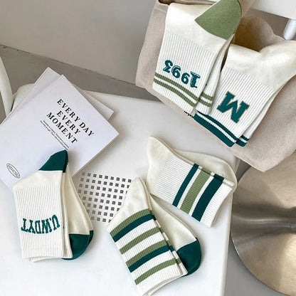 5 Pairs Women's Striped Socks – Cute Harajuku Street Style