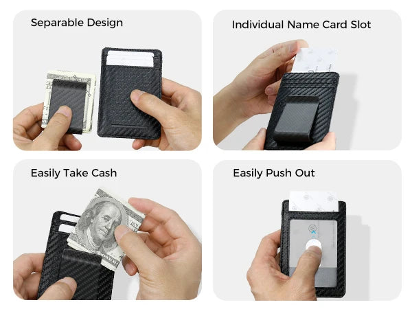 DRAVEN — Carbon Fiber Slim Wallet Men 2 in 1 Money Clip Design