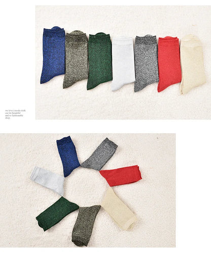 Women's Glitter Silk Socks – Shiny Gold & Silver Tube
