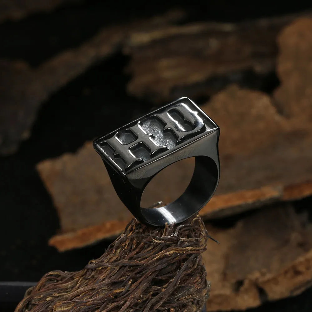 Vintage Locomotive Titanium Steel Ring – Elegant Men's Accessory | Accessorio Uomo Elegante