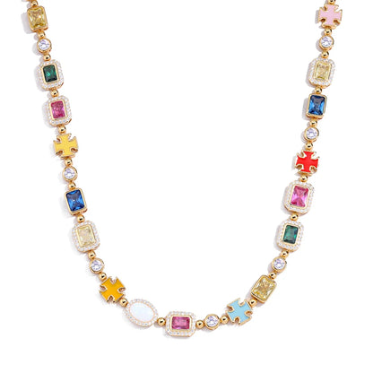 Colorful Gemstone Necklace – Luxury Zirconia Jewelry for Men and Women