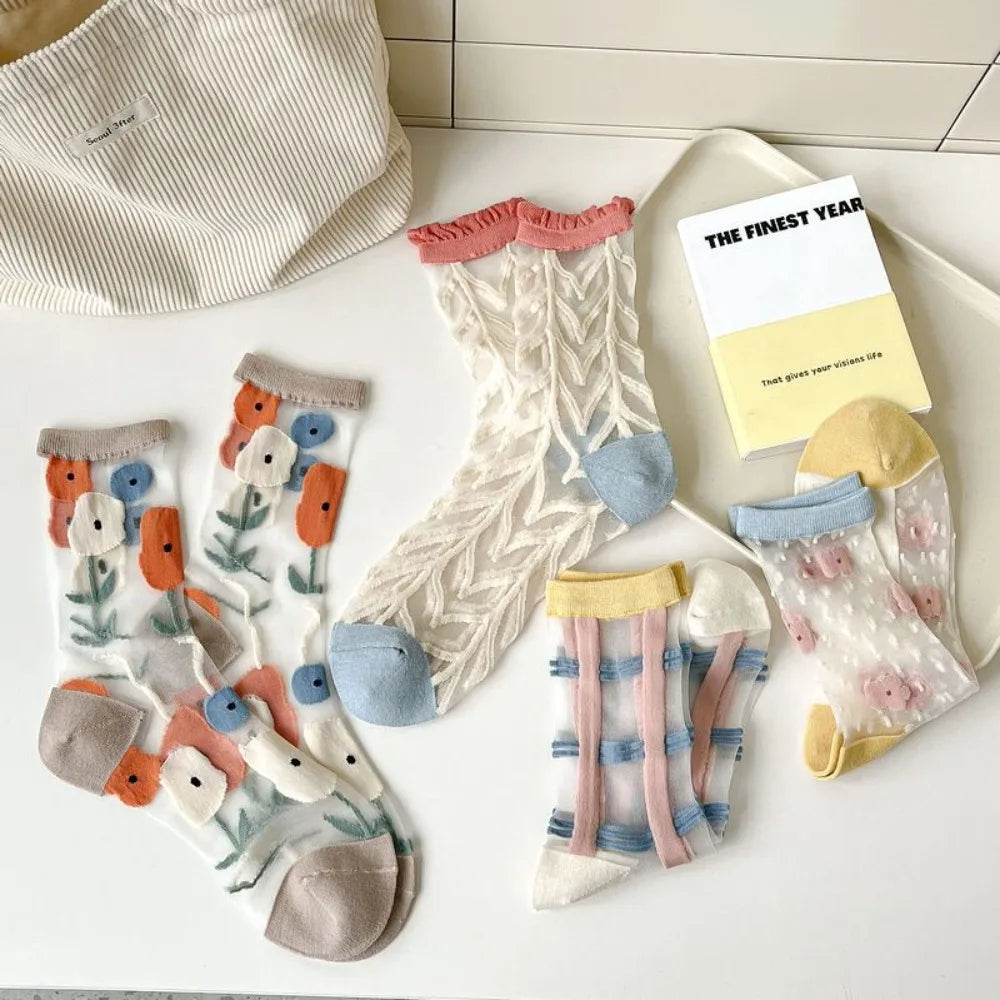 Transparent Lace Socks – Women’s Sweet Korean Style – Elegant Men's Accessory | Accessorio Uomo Elegante
