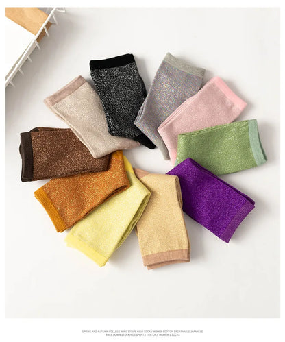 Gold & Silver Glitter Socks – Women’s Korean Fashion Style