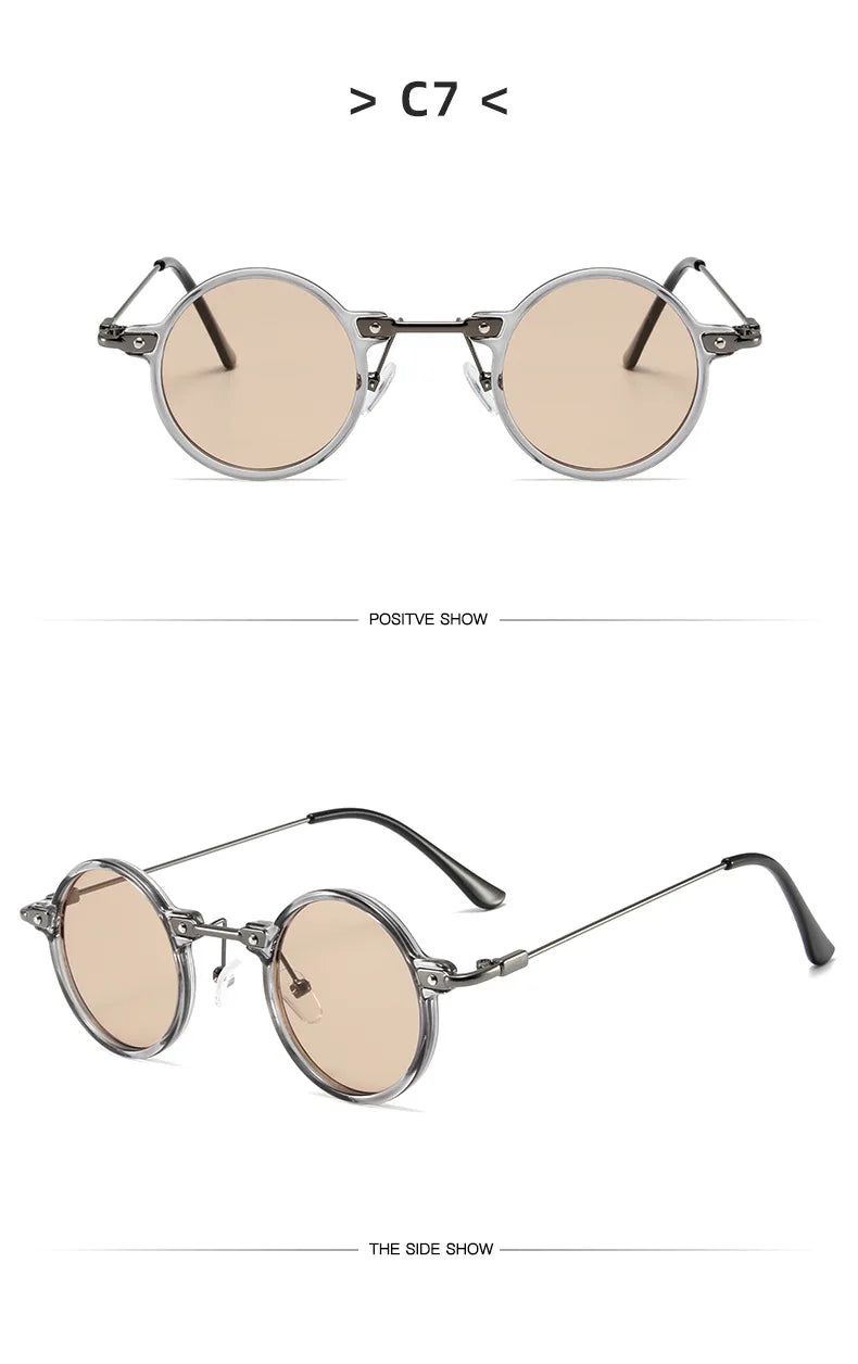 DRAVEN — Round Metal Sunglasses – Retro Steampunk Design