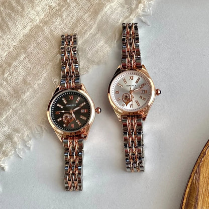 Golden Harmony – Women’s Rose Gold Watch with Date Display & Steel Strap – Elegant Men's Accessory | Accessorio Uomo Elegante