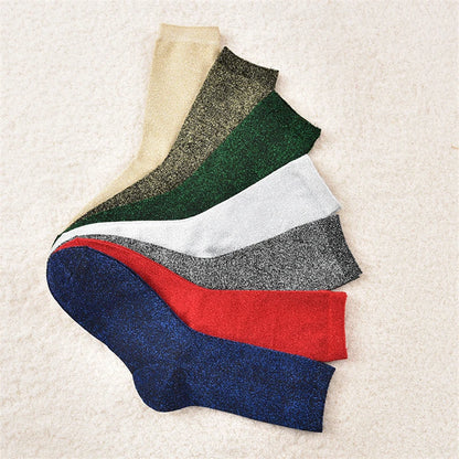 Women's Glitter Silk Socks – Shiny Gold & Silver Tube