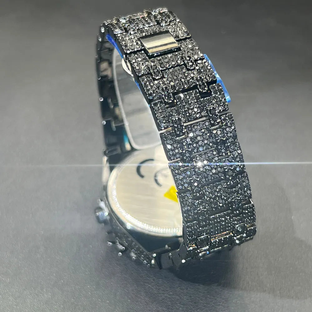 Emerald Bloom – Men’s Green Diamond Watch with Zircon Flower Case – Elegant Men's Accessory | Accessorio Uomo Elegante