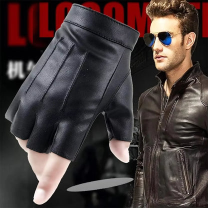 PU Leather Fingerless Gloves – Unisex Tactical Street Style