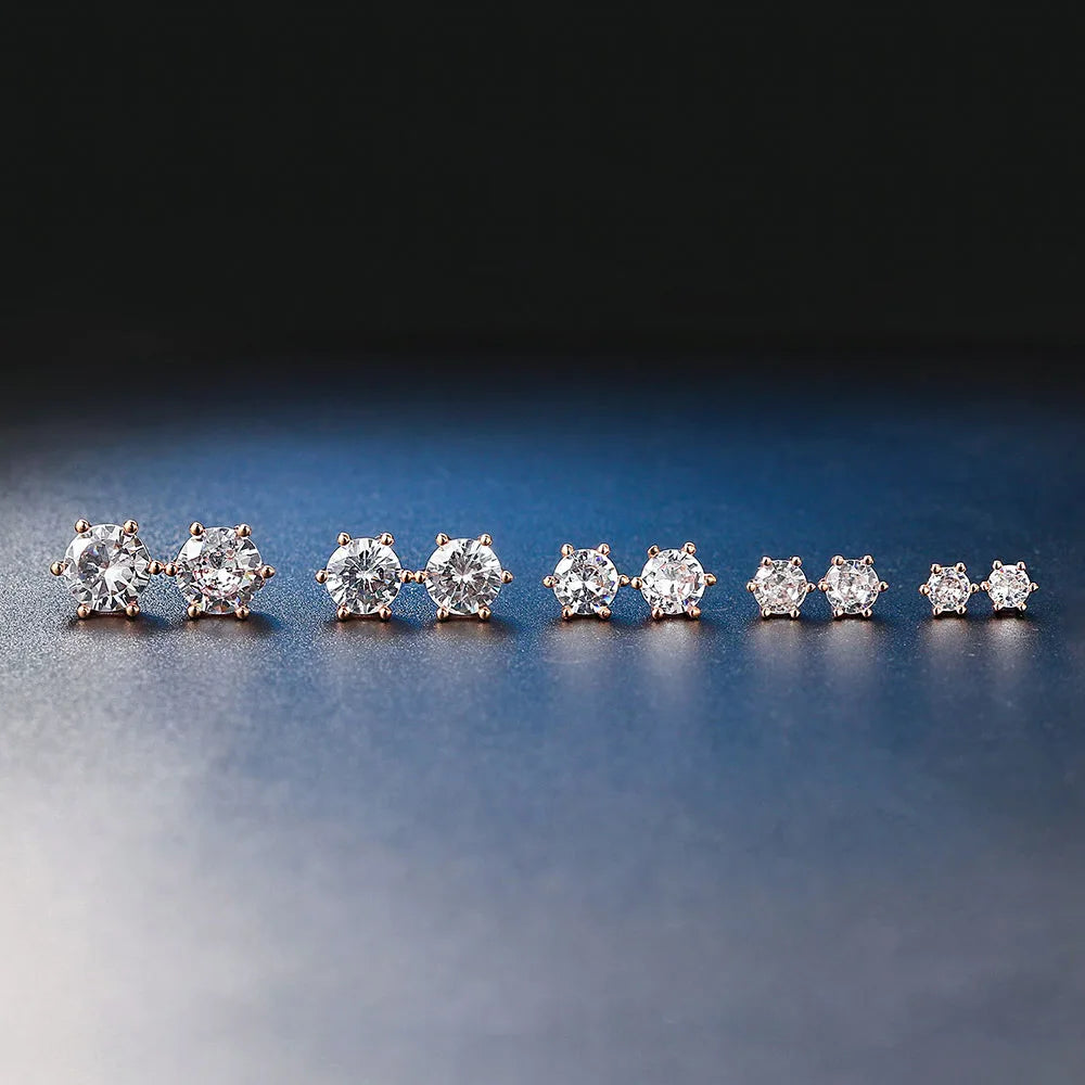 DRAVEN — Clear Zircon Six Claw Stud Earrings