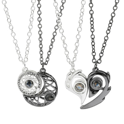 100 Languages “I Love You” Projection Necklace – Magnetic Heart Couple Jewelry