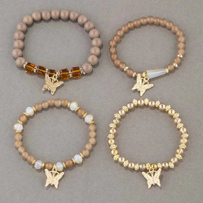 4-Piece Butterfly Beaded Bracelet Set – Elegant Men's Accessory | Accessorio Uomo Elegante