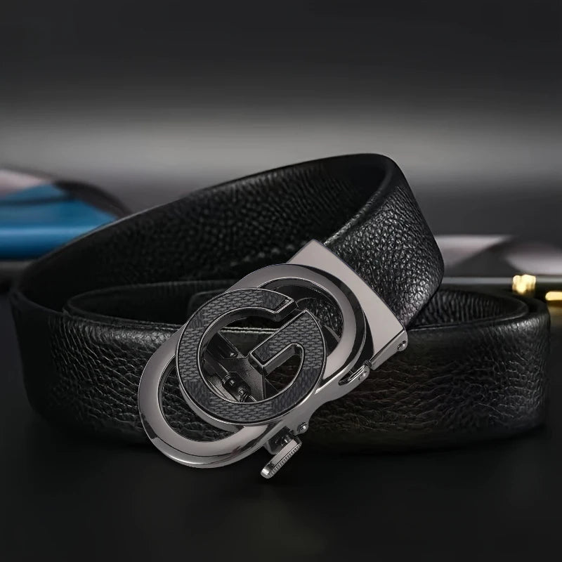 DRAVEN — Luxury Leather Belt Men Automatic Adjustable Design