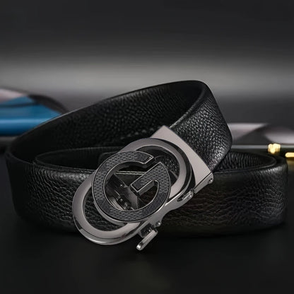 Luxury Leather Belt Men Automatic Adjustable Design – Elegant Men's Accessory | Accessorio Uomo Elegante