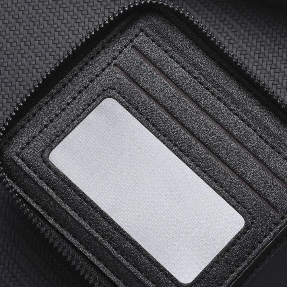 Luxury PU Leather Wallet Men Zipper Foldable Design – Elegant Men's Accessory | Accessorio Uomo Elegante