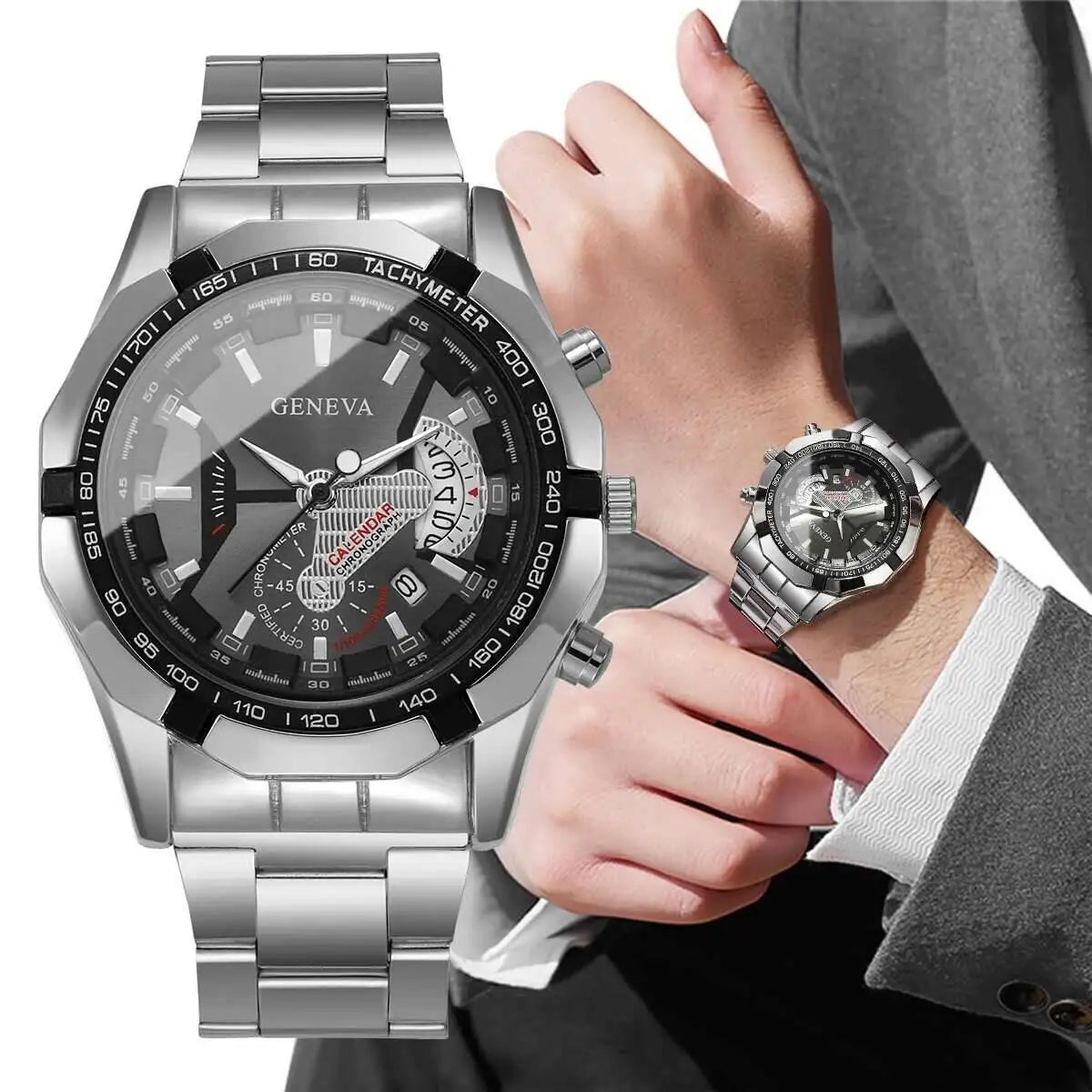 Business Quartz Watch for Men – Large Dial & Calendar Display – Elegant Men's Accessory | Accessorio Uomo Elegante