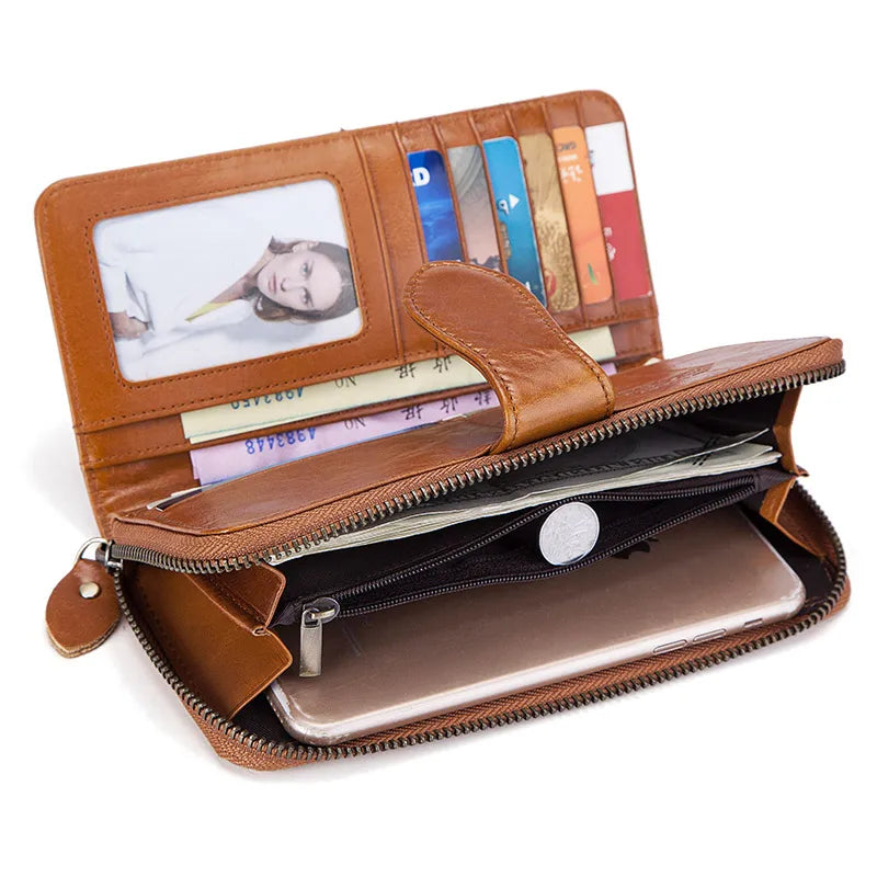 Luxury Cowhide Leather Wallet Women Long Multifunction Design – Elegant Men's Accessory | Accessorio Uomo Elegante