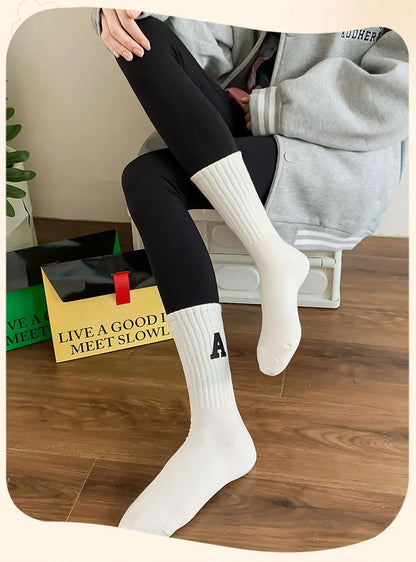Women's Kawaii Letter A Socks – Warm Korean Style