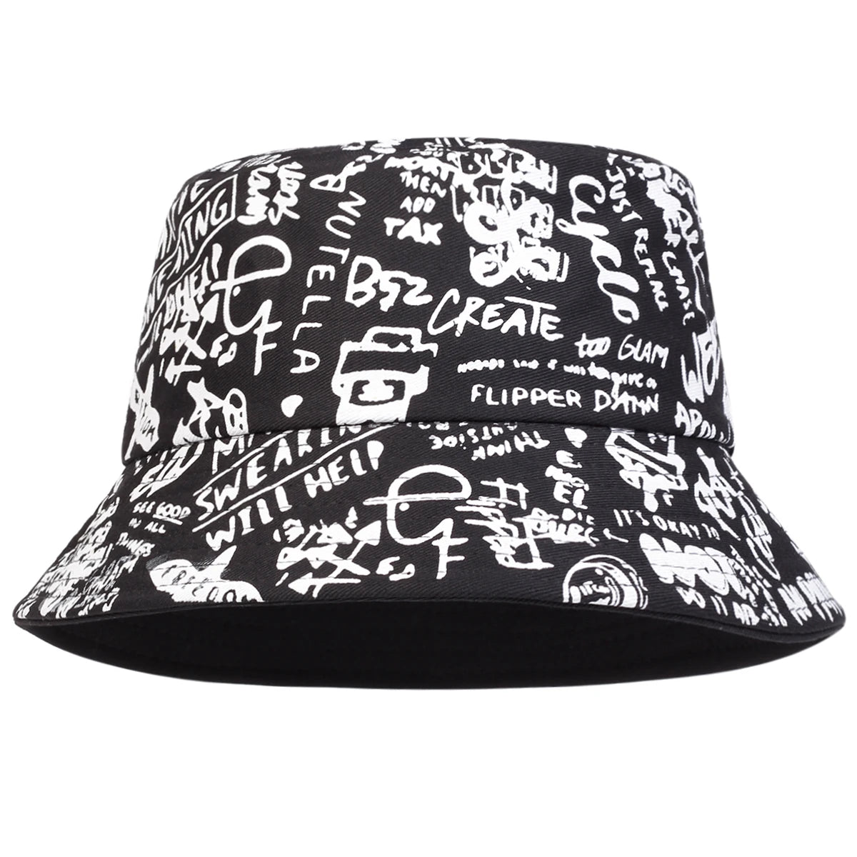 DRAVEN — 88 Graffiti Print Bucket Hat – Unisex Street Style