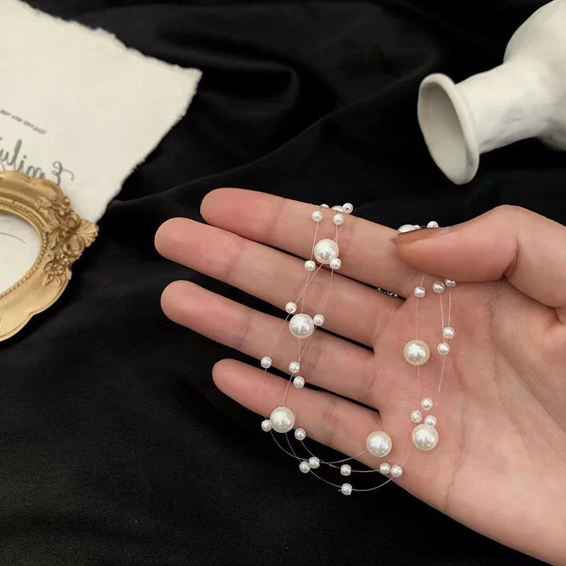 French Style Pearl Layered Necklace – Elegant Light Luxury Jewelry for Women – Elegant Men's Accessory | Accessorio Uomo Elegante