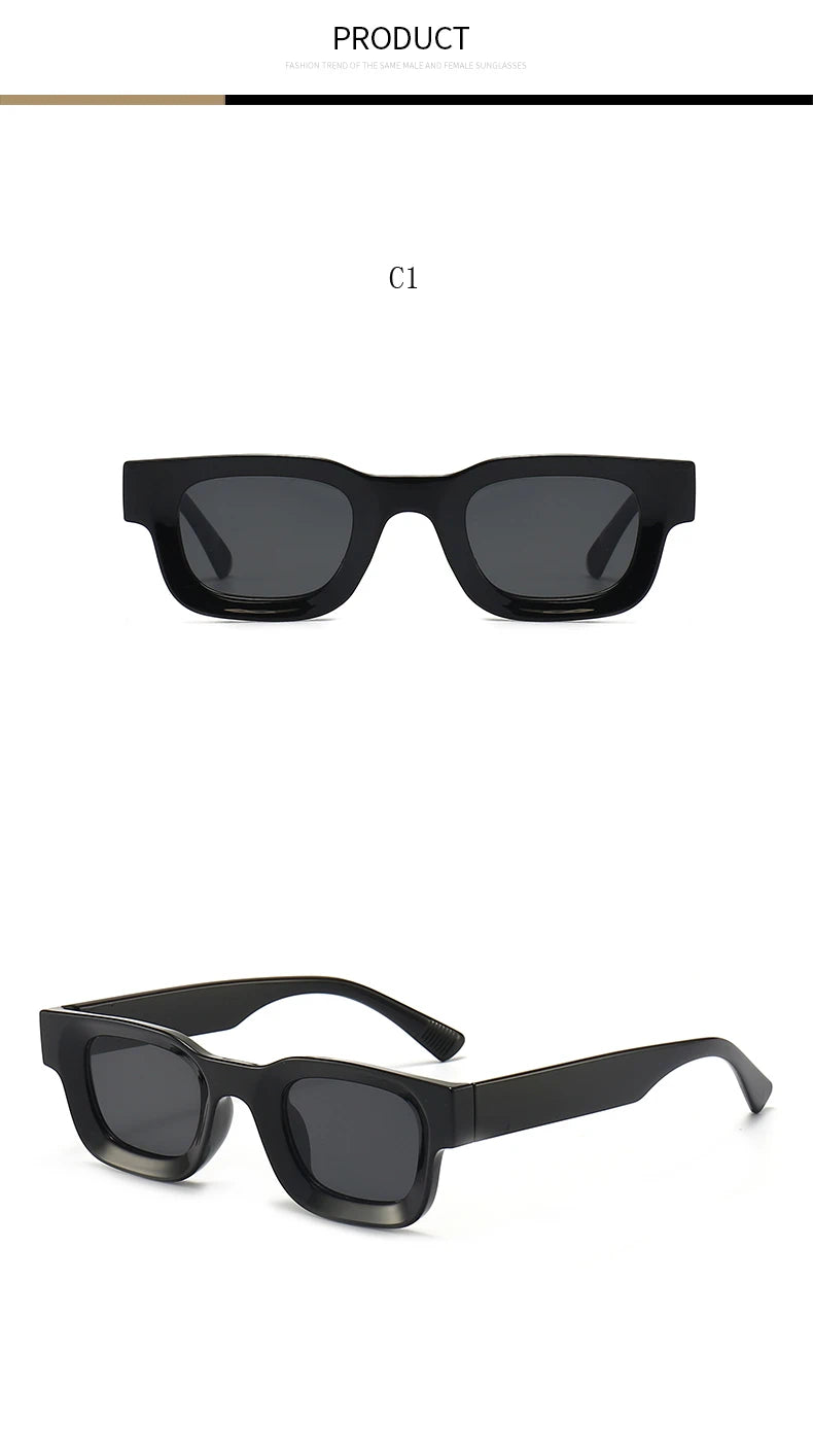 Small Rectangle Sunglasses – Thick Frame Unisex Design – Elegant Men's Accessory | Accessorio Uomo Elegante