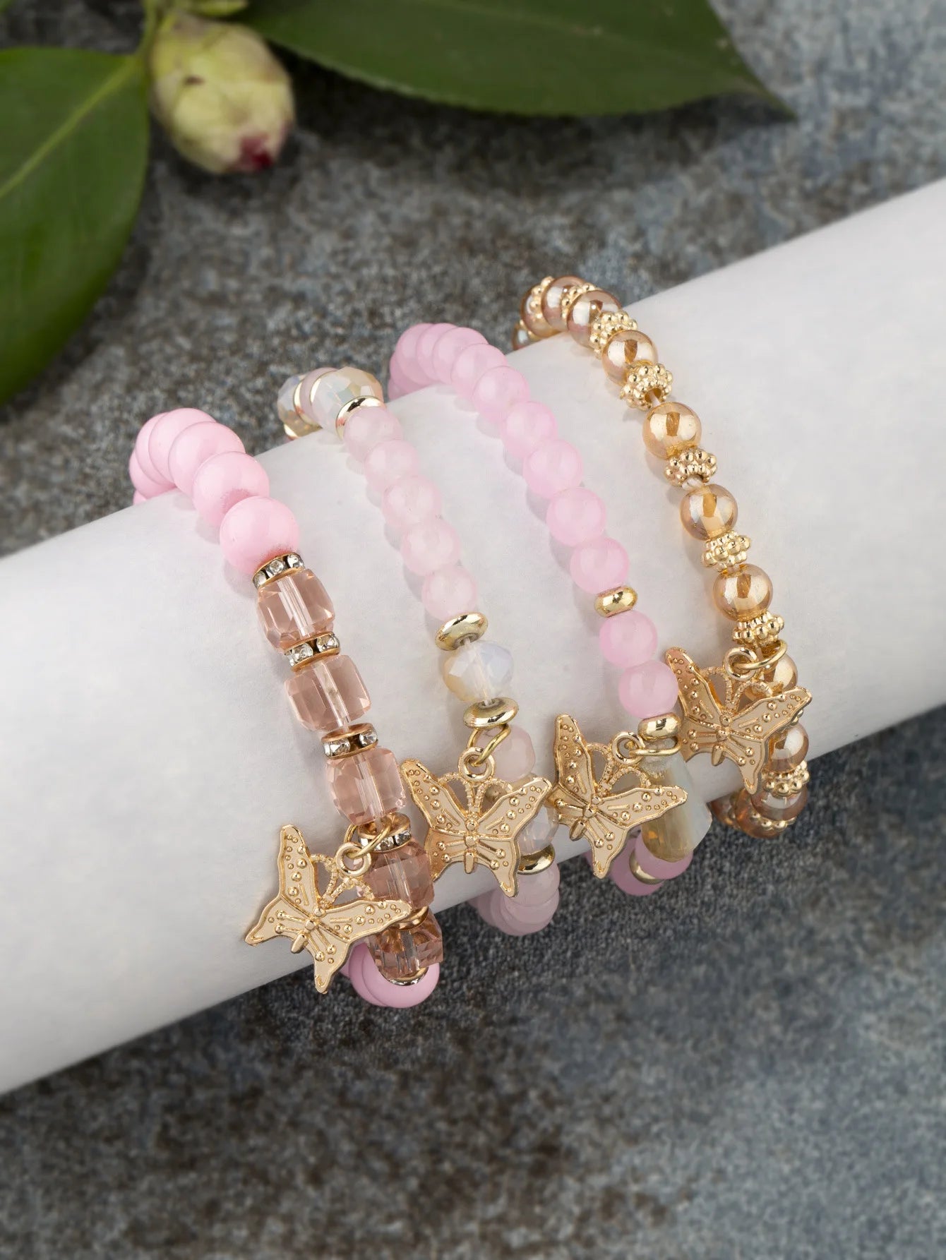DRAVEN — 4-Piece Butterfly Beaded Bracelet Set