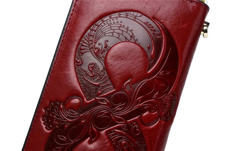 Vintage Genuine Cowhide Wallet Women 2025 Floral Design – Elegant Men's Accessory | Accessorio Uomo Elegante